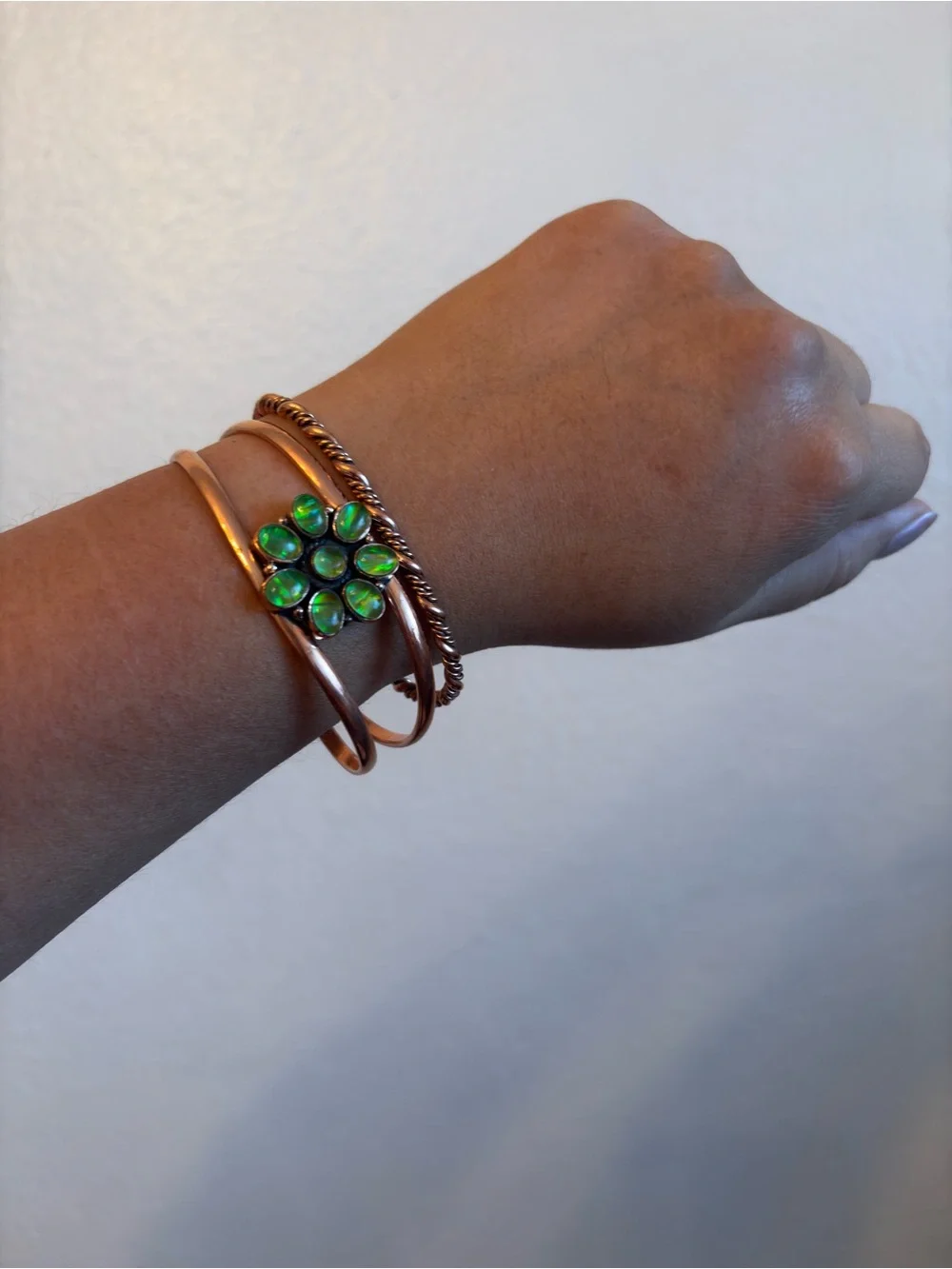 Aurora Opal Flower Copper bracelet